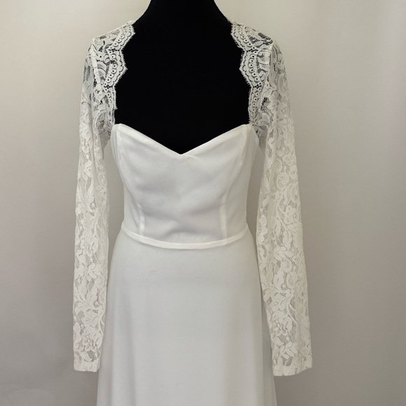 Lulus Promised Forever White Lace Long Sleeve Backless Maxi Dress, Size S, NWT - Picture 10 of 16